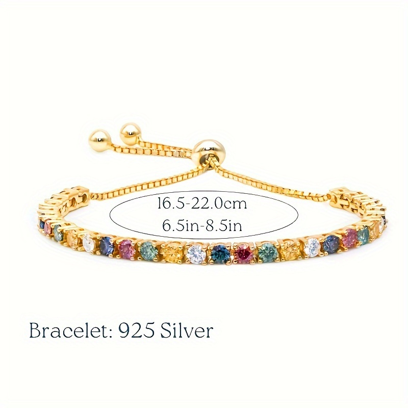 vintage style 18k golden plated 925 silver bracelet with 15ct colorful moissanite adjustable   bracelet   valentines day wedding engagement daily vacation wear 1pc details 4