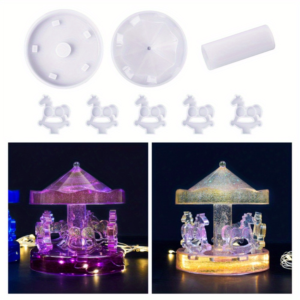 

Silicone Carousel Resin Mold Set - Epoxy Casting Molds For Diy Merry-go-round Home Decor, Includes Carousel Horse Moulds And Accessories (1 Set)