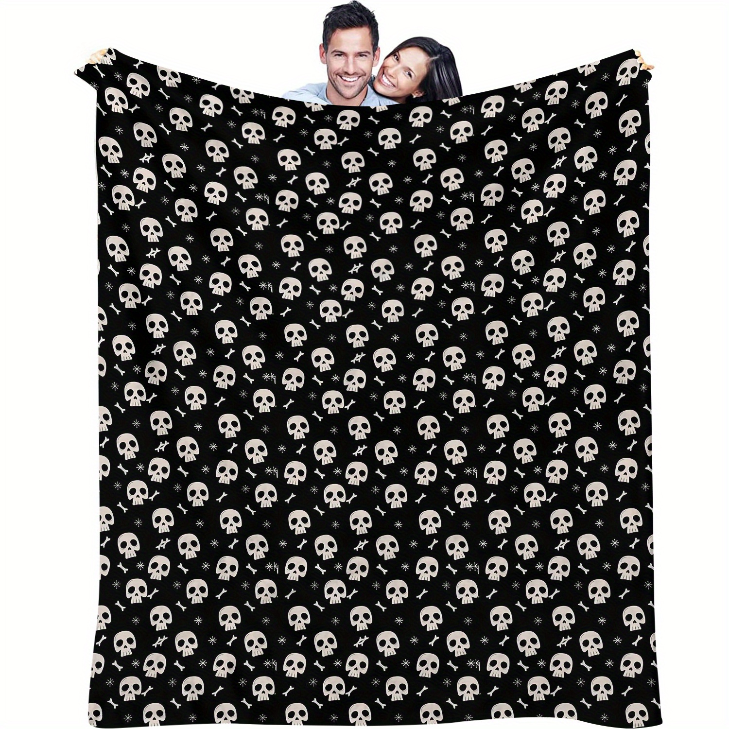 TEMU Print Flannel Fleece Throw Blanket - Vintage Style Soft Cozy Knitted Sofa Blanket For Tv, Lounge & Bedroom - Polyester Lightweight Wrap - Unique