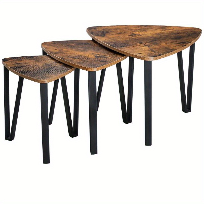 

Nesting Coffee Tables, End Tables Set Of 3 For Living Room Bedroom, Industrial Small Stacking Side Tables With Metal Frame For Couch, Rustic Brown And Black Ulnt13x, 23. 1 X 23. 1 X 17. 7 Inches