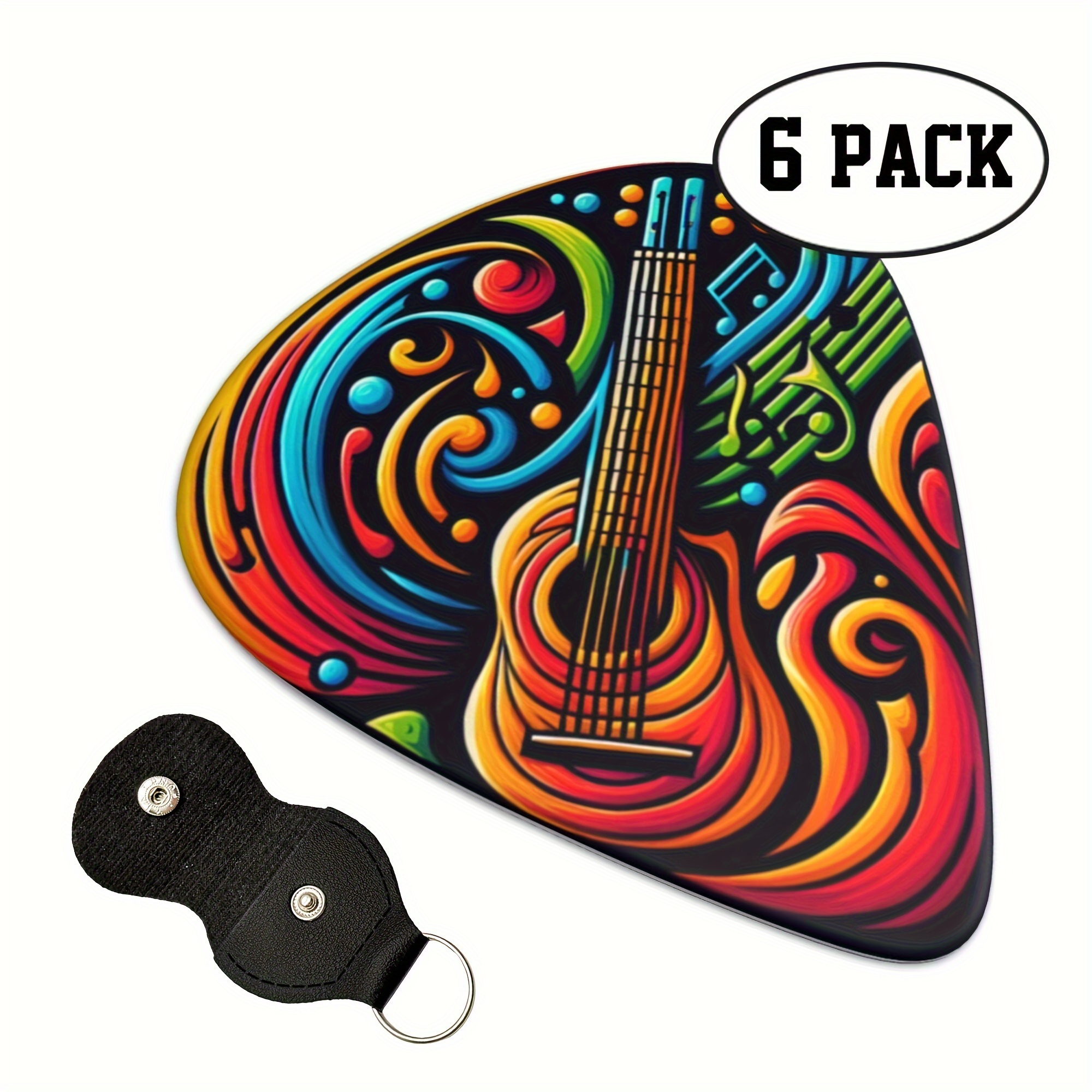 

6- Guitar Picks Double-sided & Pattern - Abs Plectrums - Includes - For Musicians And Guitar Enthusiasts