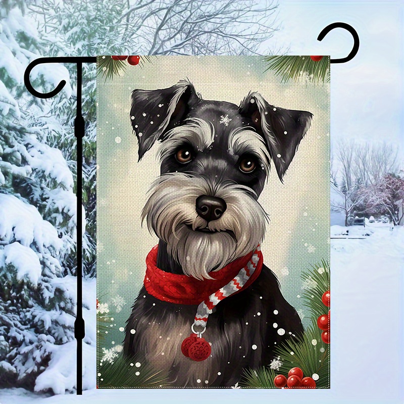 

Charming Mini Schnauzer Christmas Garden Flag - Double-sided, Durable Polyester, Perfect For Dog Moms & Holiday Home Decor, 12x18in, No Pole Included