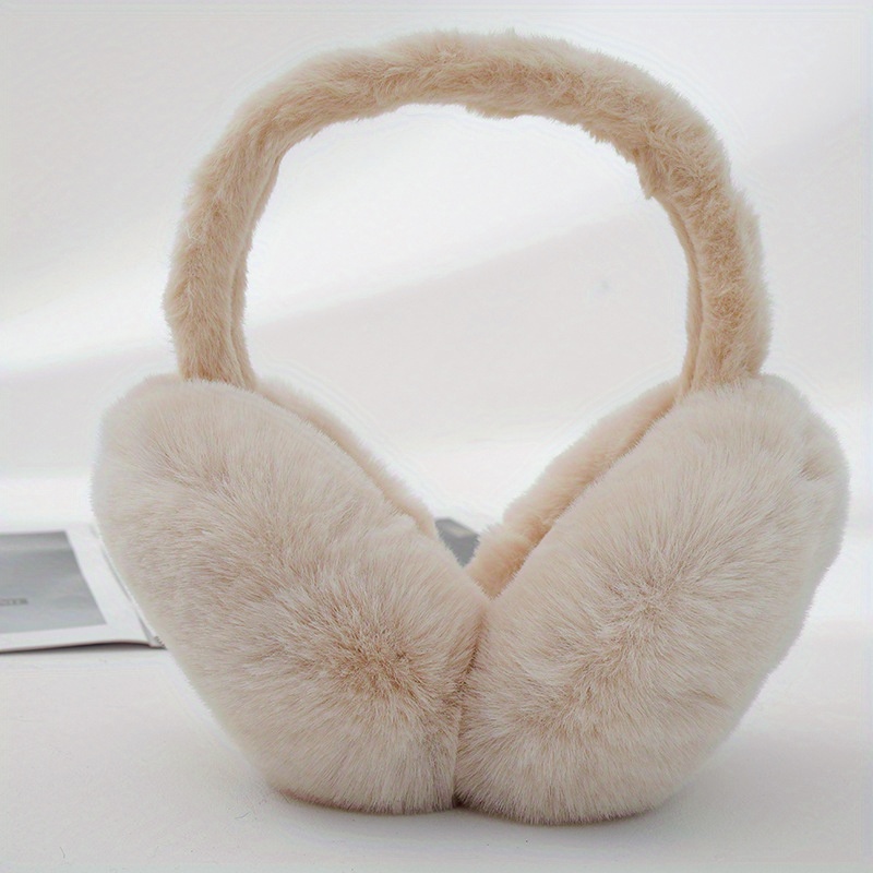 Women'S Fleece Ear Warmers, Christmas Plush Earmuffs, Stretch Knit, Hand Wash Only, Polyester, Foldable Windproof Ear Covers for Winter details 11