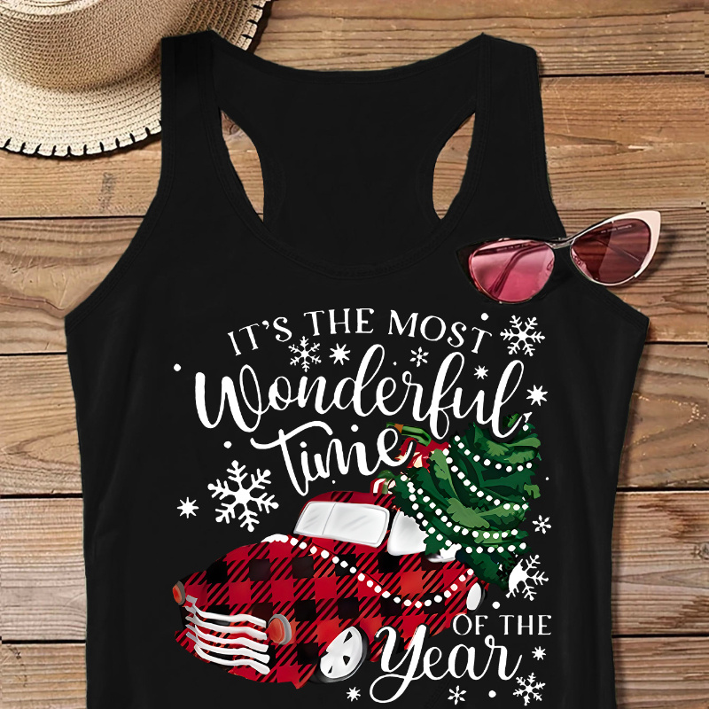 

Plus Size Christmas Car Print Tank Top, Casual Sleeveless Crew Neck Tank Top, Women's Plus Size Clothing