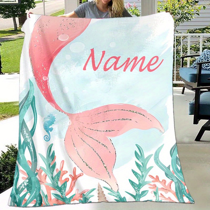 

Personalized Mermaid Tail Blanket - Soft, For , Camping & Travel - Perfect Gift For Family &