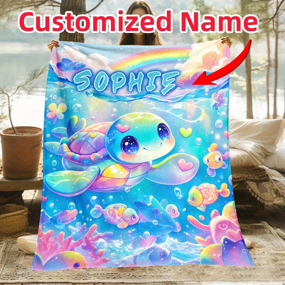 

Personalized Flannel Throw Blanket - Custom Name Lightweight Travel, Camping, Sofa, Bed Fleece - Knitted Polyester Fabric, , Style, Tear Resistant - 1pc