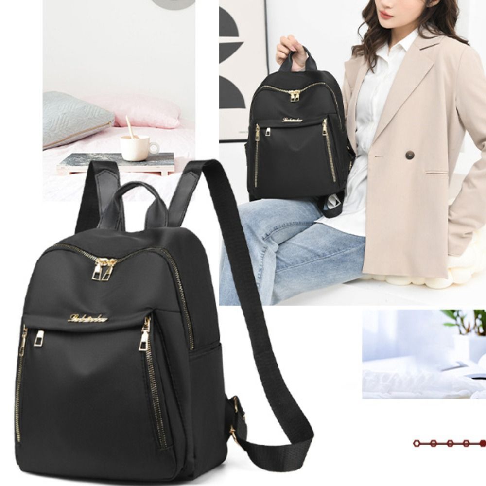 

Large Capacity Women's Backpack: Soft Shell, Casual Use, Hand Wash Only, Letter Theme, Zip Closure, Polyester Material, Not Waterproof, Backpack Design, No Trim