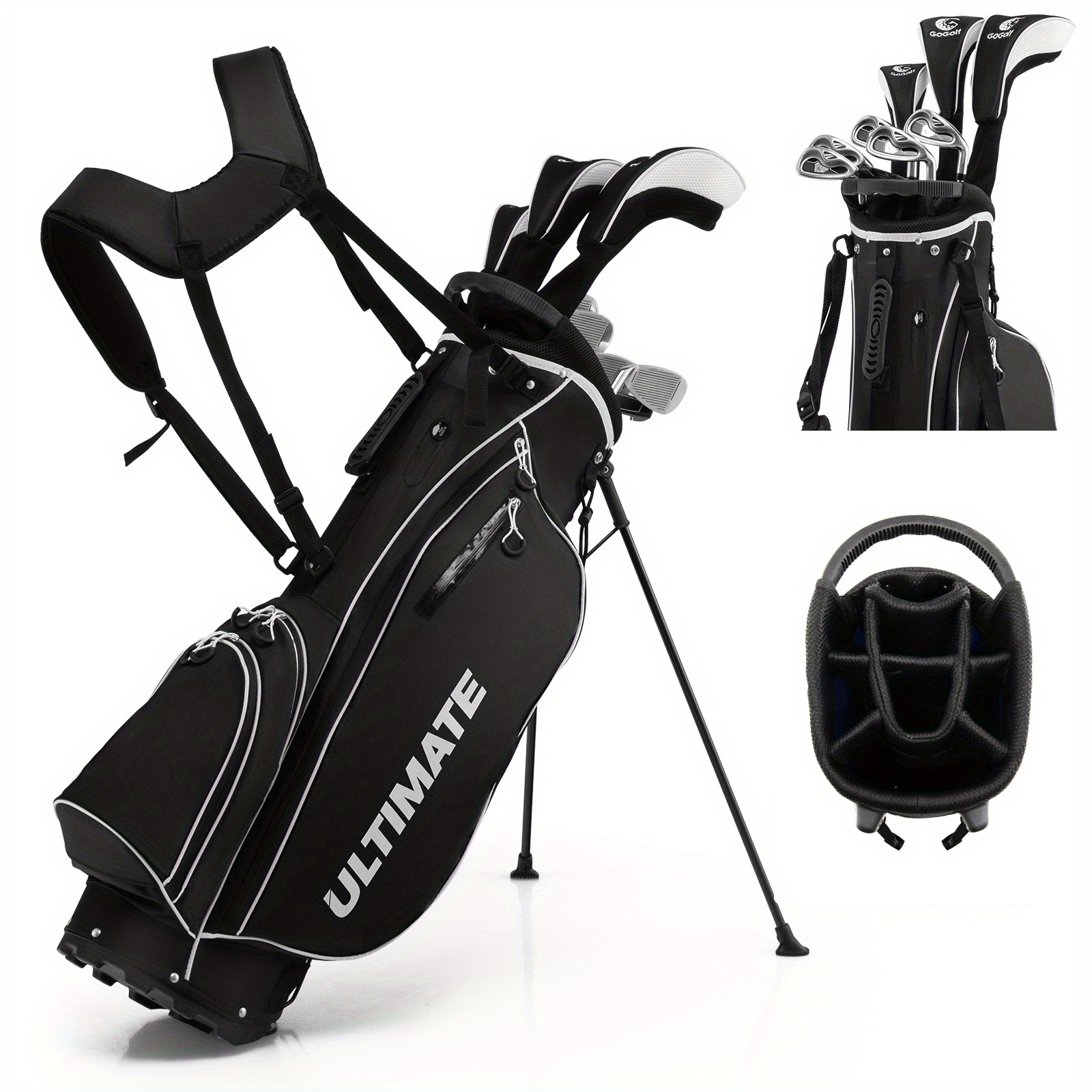 

Gymax Men's Complete Golf Clubs Package Set 10 Pieces Includes Alloy Driver Black