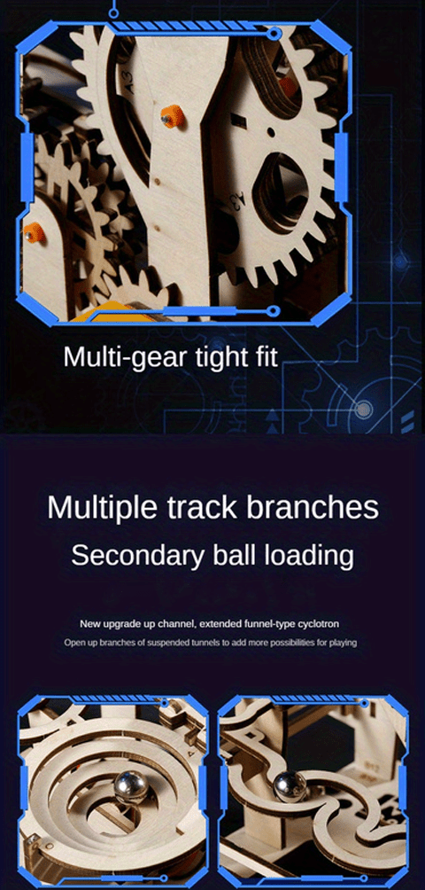 【高评分】3D木制拼图 - DIY机械轨道球 | 成人益智脑力训练 | 卡其色 详情 4