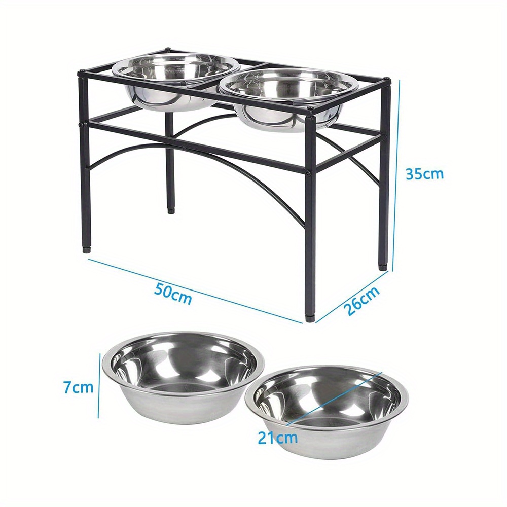 TEMU Pet Feeder Raised Dog Bowl With 2 Stainless Steel Raised Pet Feeder Dog Bowl For Large Pet Dogs Pet Bowl Stand Raised Pet Feeder Bowl
