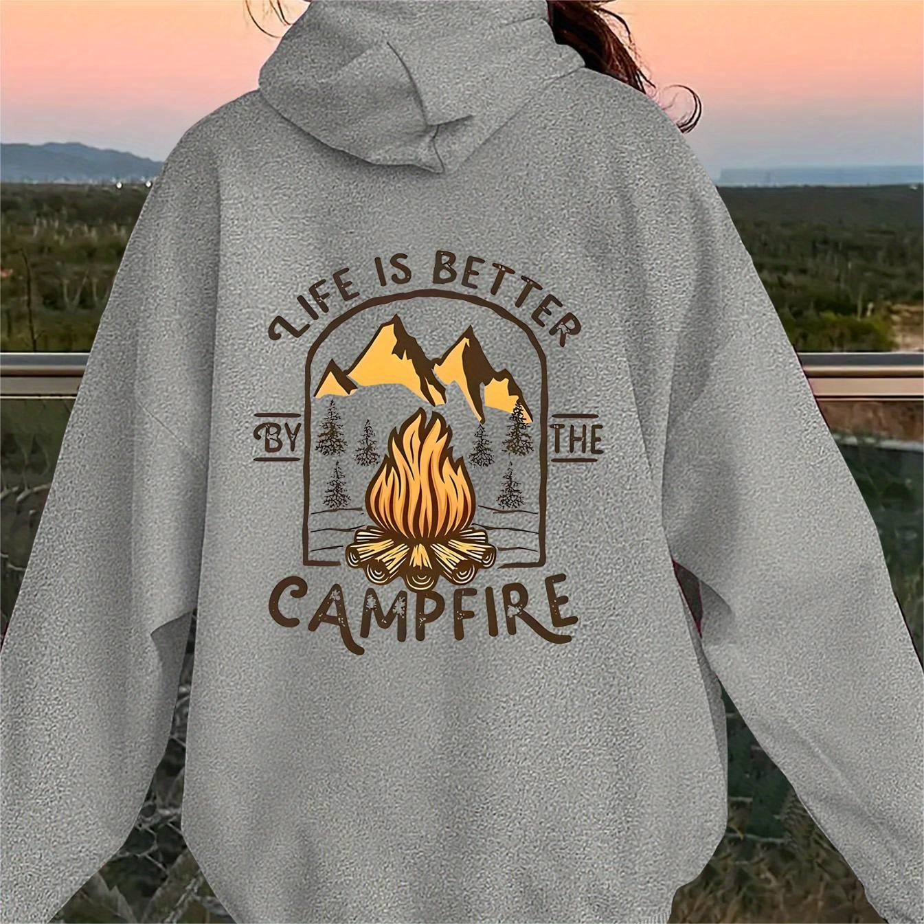 

Camping Print Women's Hoodie - Comfy Kangaroo Pocket, Casual Long Sleeve Sweatshirt For Fashion