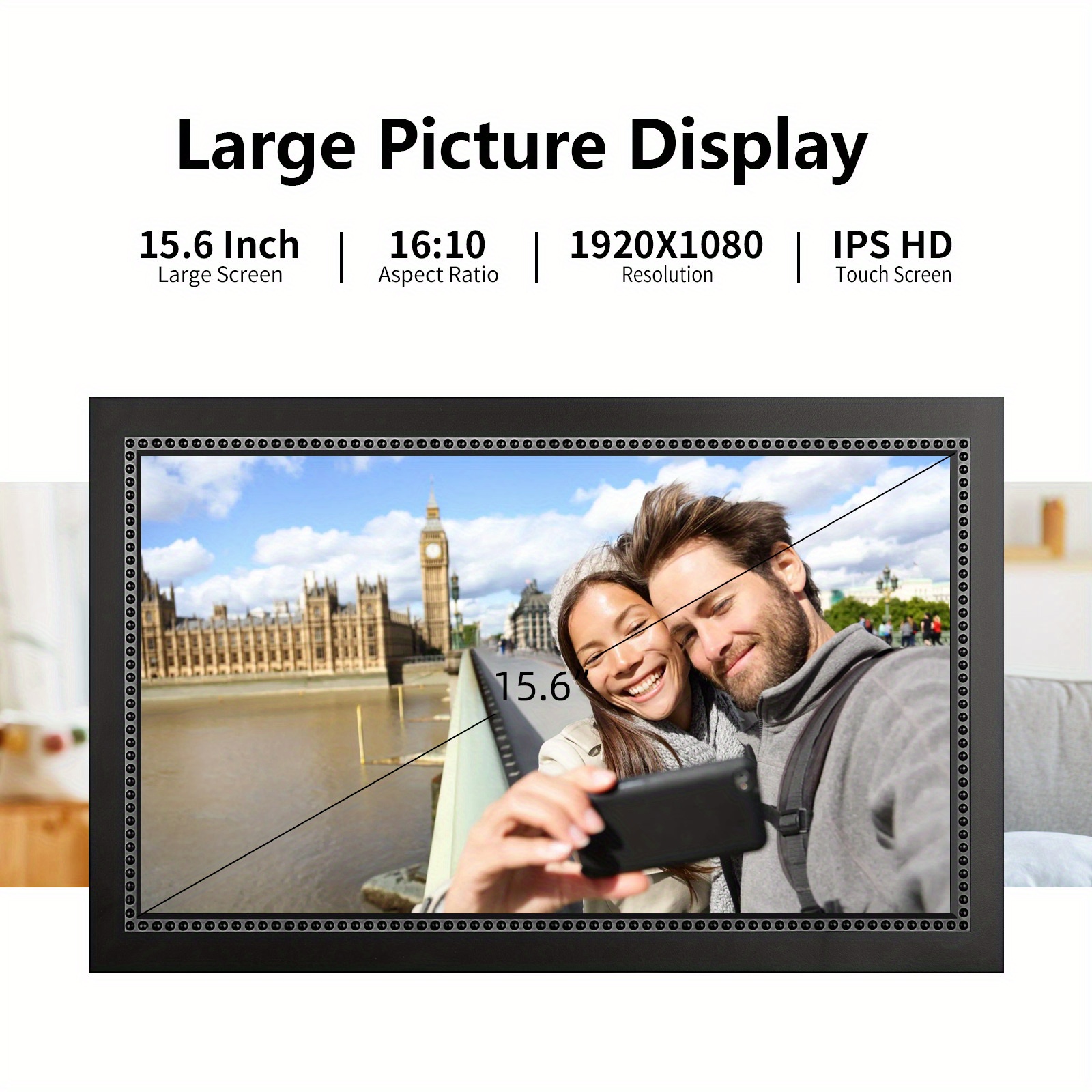 

A133 15.7-inch Digital Photo Frame, 1920x1080 Ips Fhd Display, 2gb Ram, 32gb Storage, 2.4ghz,