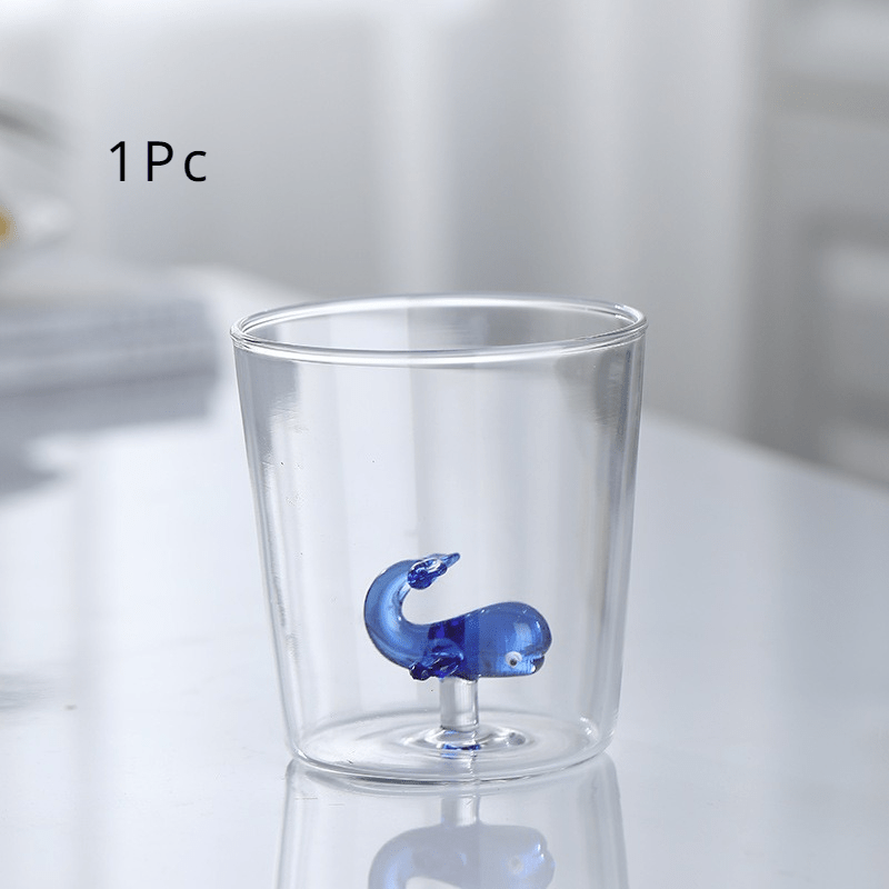 TEMU 透明ガラスコップ 牛乳・ジュース・お茶対応 かわいい鶏・動物の水飲みデザイン入り パーティー・・ランチ用 ガラス製 (組み立て不要)