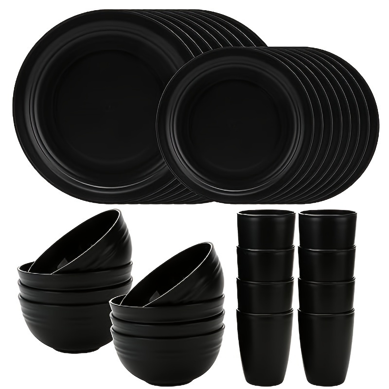 

Wheat Straw Dinnerware Set, Unbreakable Plastic Modern Dish Set - Dinner Plate/ Dessert Plate/ Cereal Bowl/ Cup, For Family Party, Outdoor Camping, Dishwasher Friendly