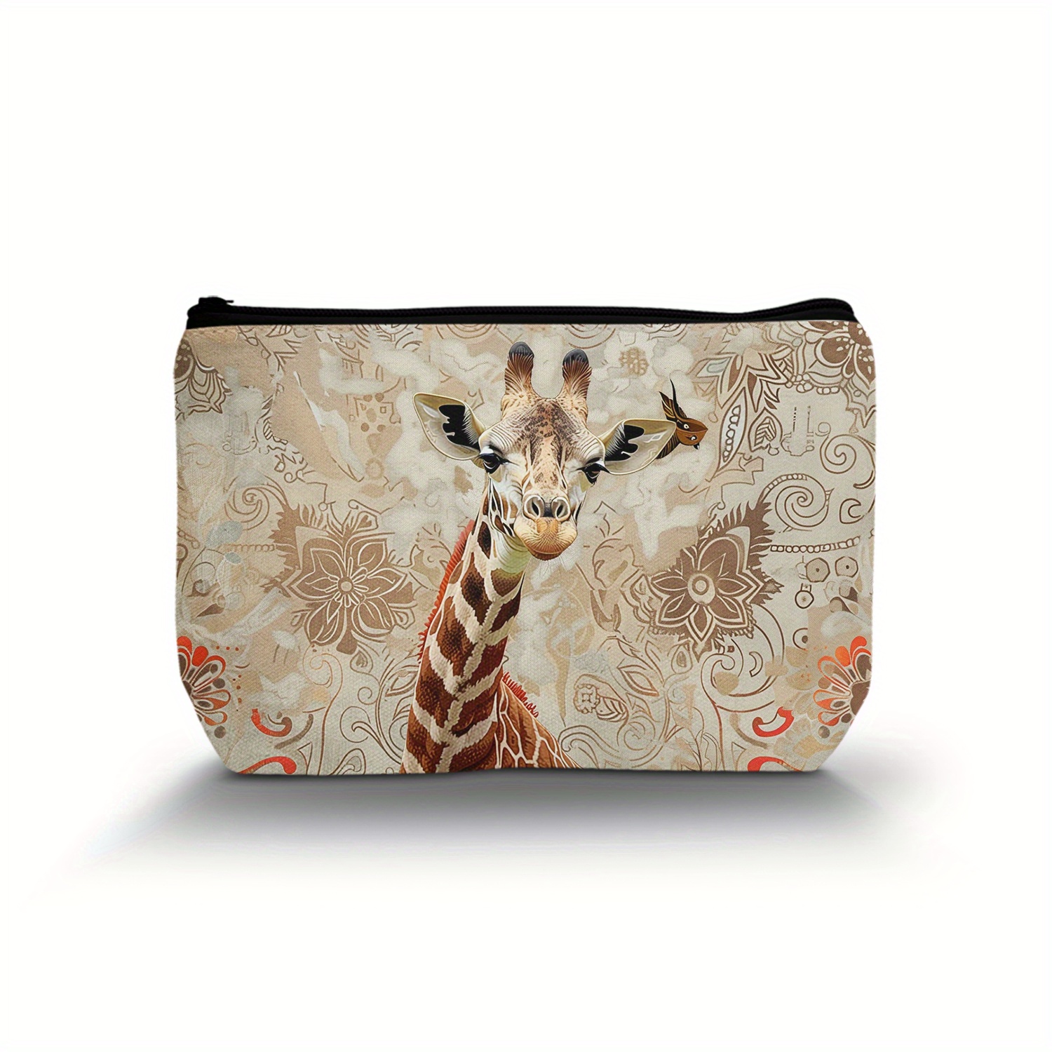 

1pc, Giraffe Pattern Cosmetic Bag, Polyester Cosmetic Bag, Travel Cosmetic Bag, Zipper Lightweight Makeup Pouch, Cosmetic Bag, Best Gift For Bridesmaid Teachers Friends