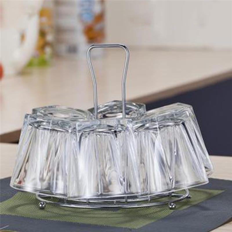 stainless steel stemware rack 1pc elegant metal glass cup holder kitchen countertop drainer mug storage organizer stand details 6