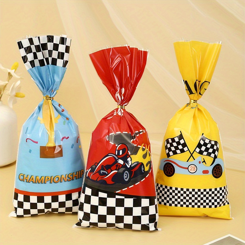 

25/50pcs Racing Car Theme Gift Bags, Race Car Party Supplies For Candy Gifts Goodies Boys Birthday Shower Party Favors Candy Bags