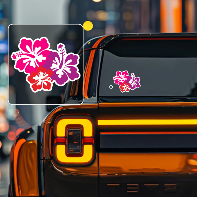 

Vinyl Hawaiian Flower Decal - Matte Finish, Self-adhesive Waterproof Sticker For Car, Truck, Laptop, Window, Helmet - Personalized Single Use Floral Design