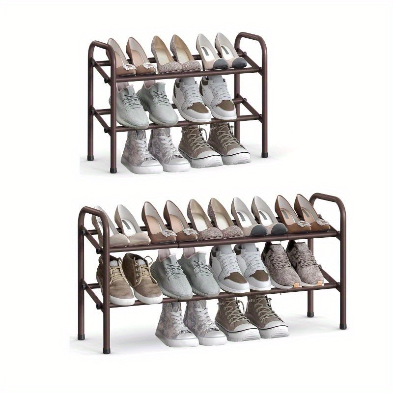 

Expandable Shoe Rack, 2 Tier Shoe Rack Shelf, Adjustable Shoe Organizer Storage For 15 Pairs Of Shoes, Metal Free Standing Shoe Racks For Closet, Front Door Entryway, Easy Assembly