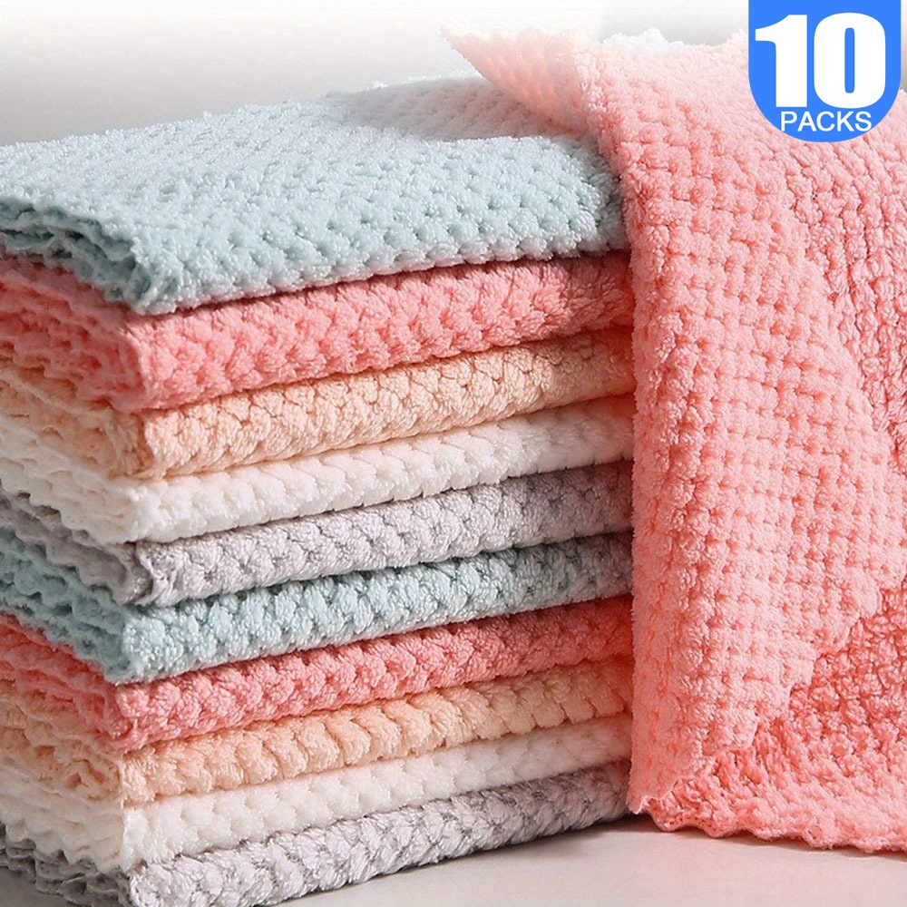 set of 10 sturdy towels for cleaning,   absorbent kitchen cloths, machine washable: reliable towels for washing dishes, removing grease, and   household cleaning. details 0