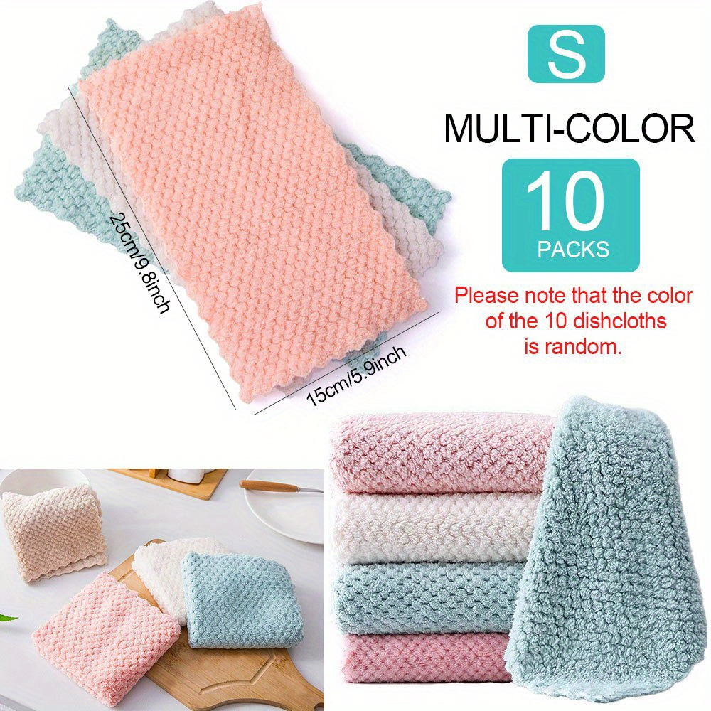 set of 10 sturdy towels for cleaning,   absorbent kitchen cloths, machine washable: reliable towels for washing dishes, removing grease, and   household cleaning. details 1