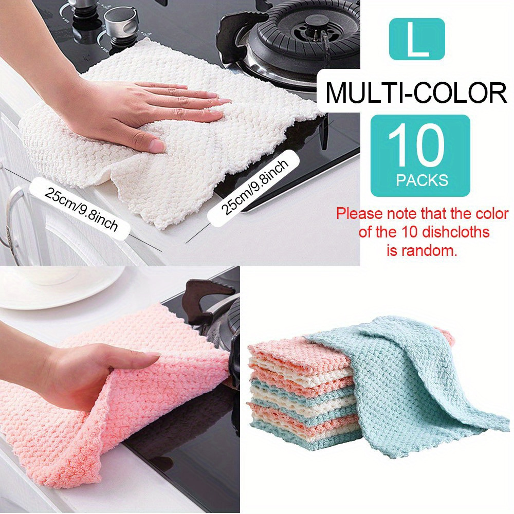 set of 10 sturdy towels for cleaning,   absorbent kitchen cloths, machine washable: reliable towels for washing dishes, removing grease, and   household cleaning. details 2