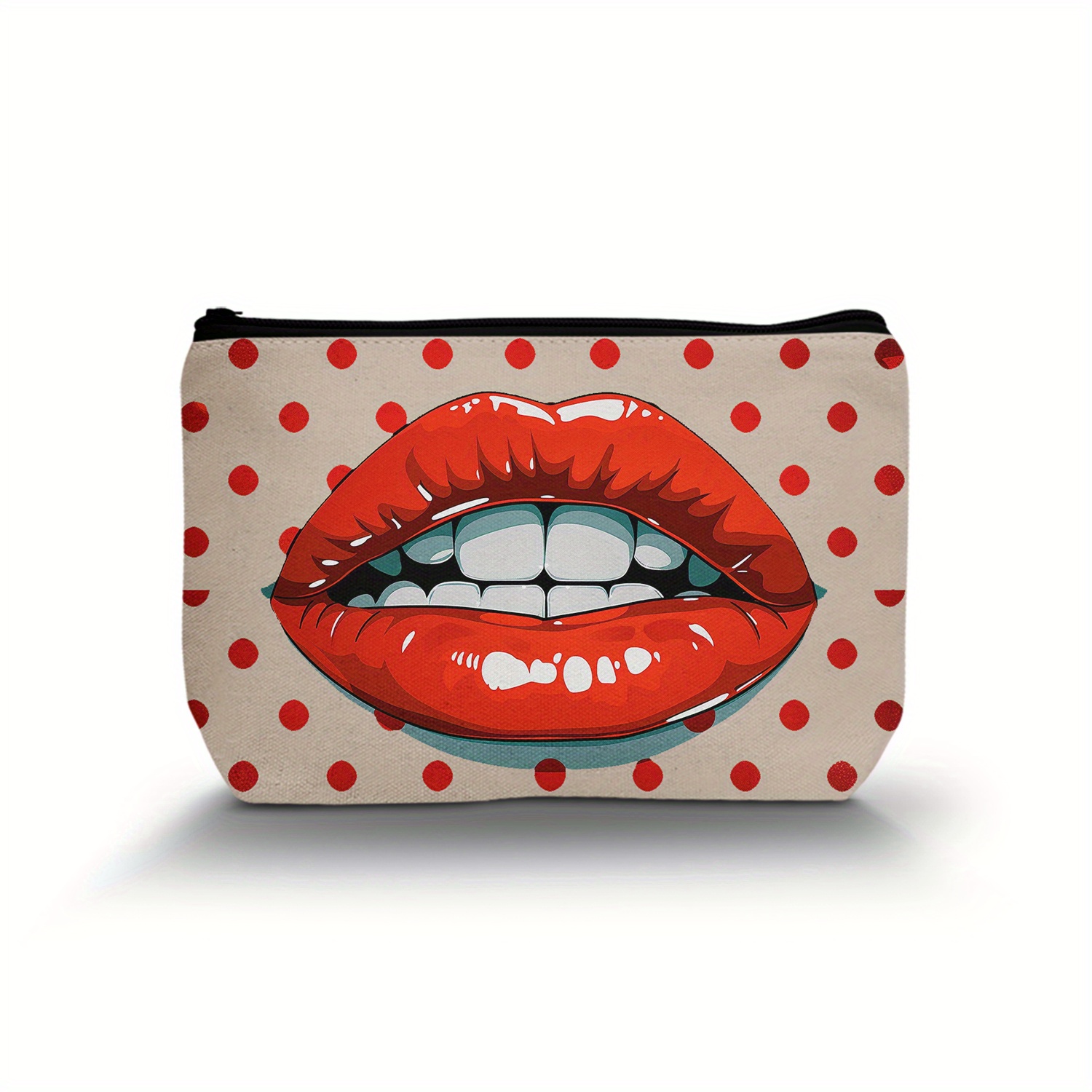 

Red Lips Print Makeup Bag: Zippered, Lightweight, And Versatile For Cosmetics - Perfect Gift For Bridesmaids, Teachers, Friends, Graduation, And Wedding Essentials