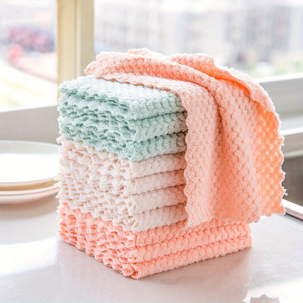 set of 10 sturdy towels for cleaning,   absorbent kitchen cloths, machine washable: reliable towels for washing dishes, removing grease, and   household cleaning. details 9