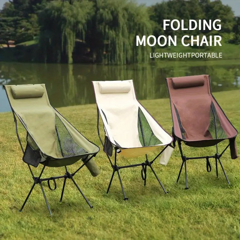 

Outdoor Booster Moon Chair Folding Chair Portable Wilderness Camping Fishing Stool Lazy Recliner Chair