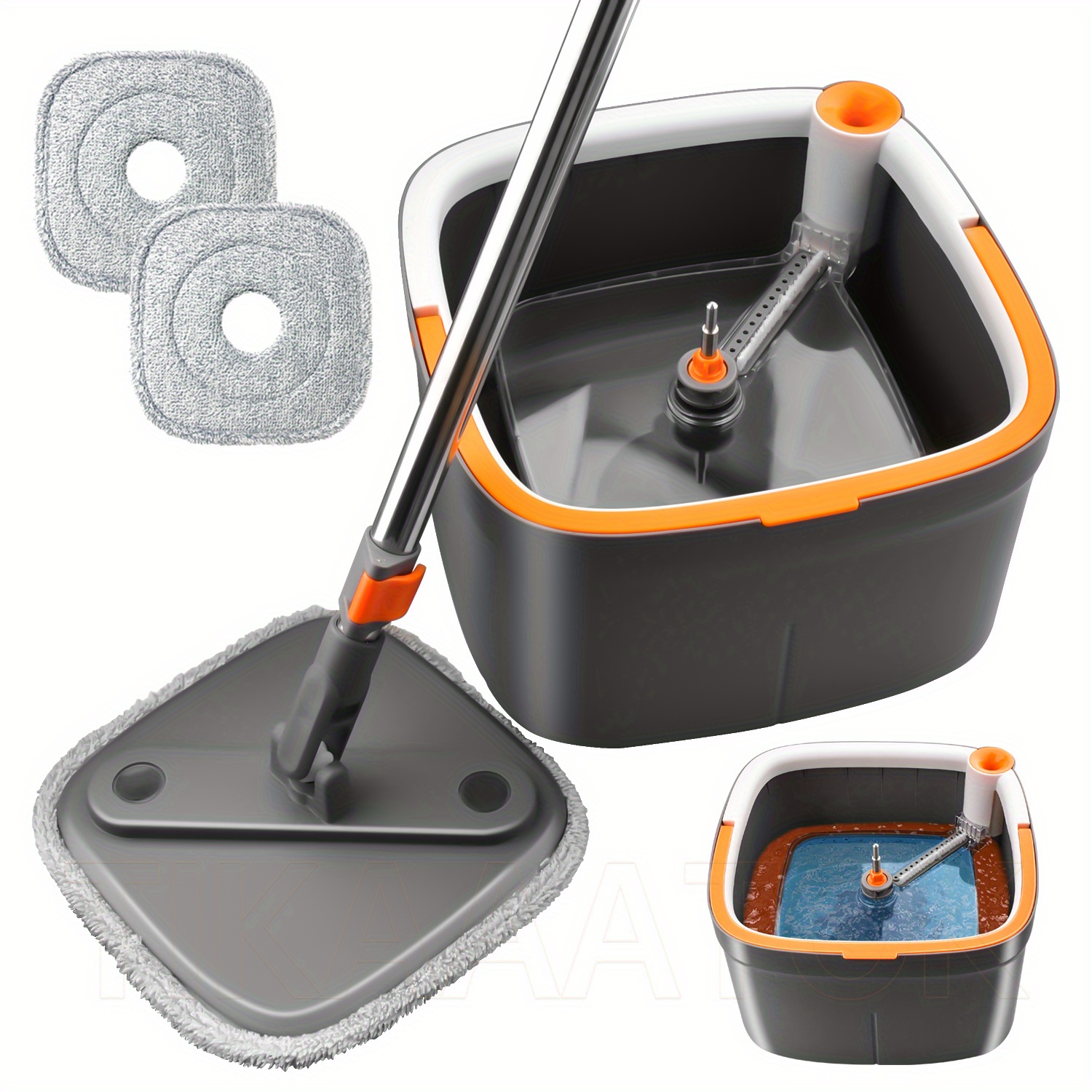 

Spin Mop And Bucket With Wringer Set Support Self Separation Sewage And Clean Water Telescopic Stainless-steel Mop Cleaning Bucket Mop For Floors Kitchen, With 2/ 6 Mops