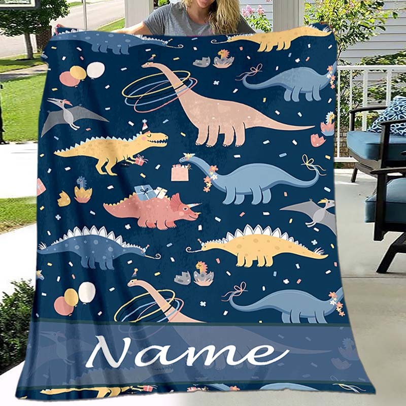 

Personalized Dinosaur Name Blanket - Soft, Flannel Throw For , Camping & Travel - Perfect Gift For Family & Friends, Custom Name Blanket, Dinosaur, Soft And Warm, Holiday Gift