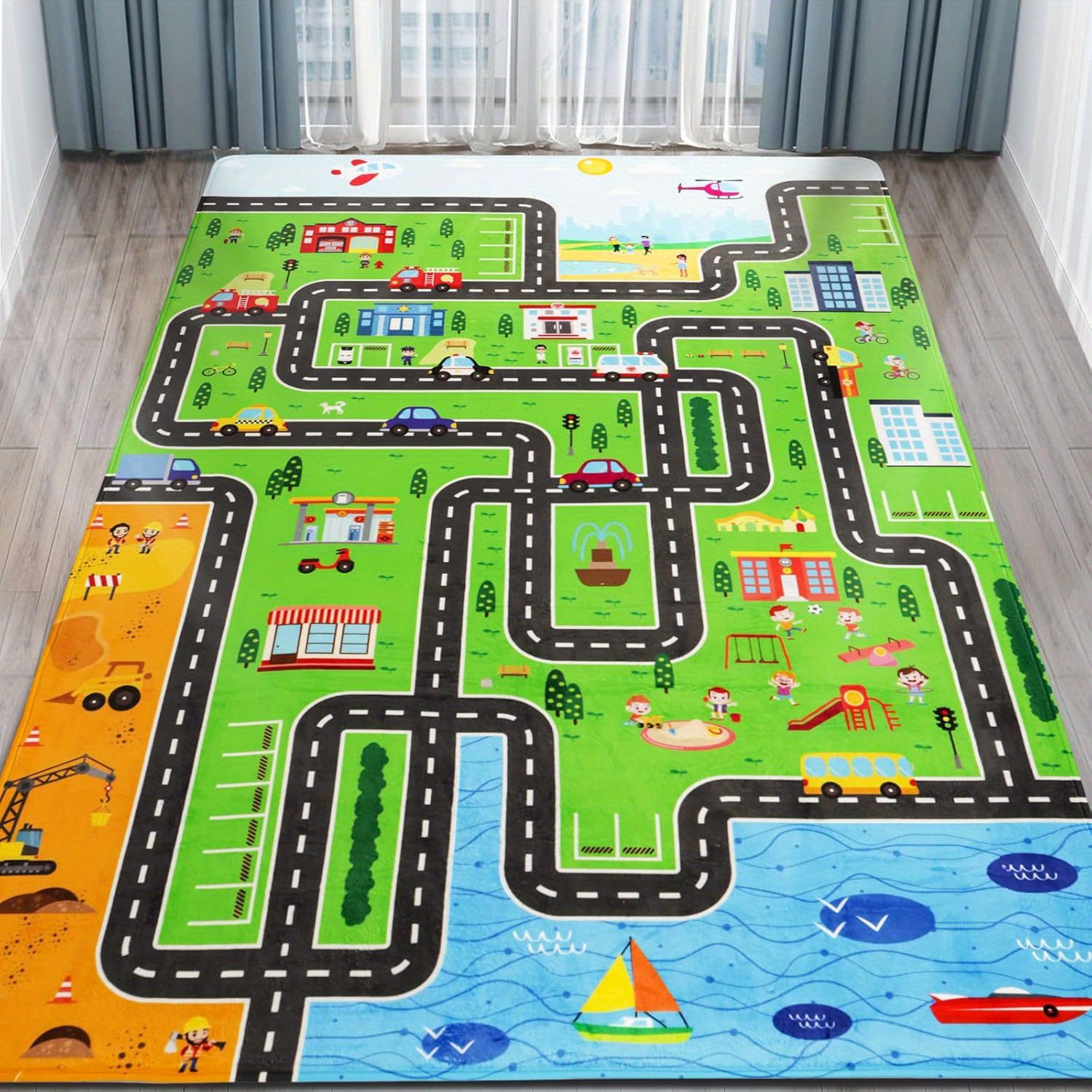 

Kids Playmat Car Rug, Kids Play Rugs Rug, Large Educational Kids Car Mat, Boys Kids Car Track Play Rug, Kids Rugs For Playroom Bedroom Living Room