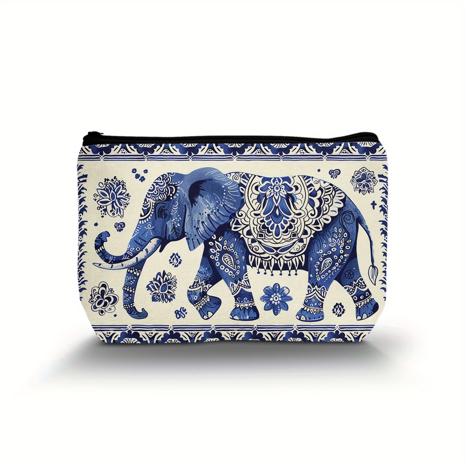 

Boho Chic Elephant Cosmetic Bag - Spacious, Lightweight & Water-resistant Polyester Makeup Organizer With Zipper - Perfect Gift For Bridesmaids &