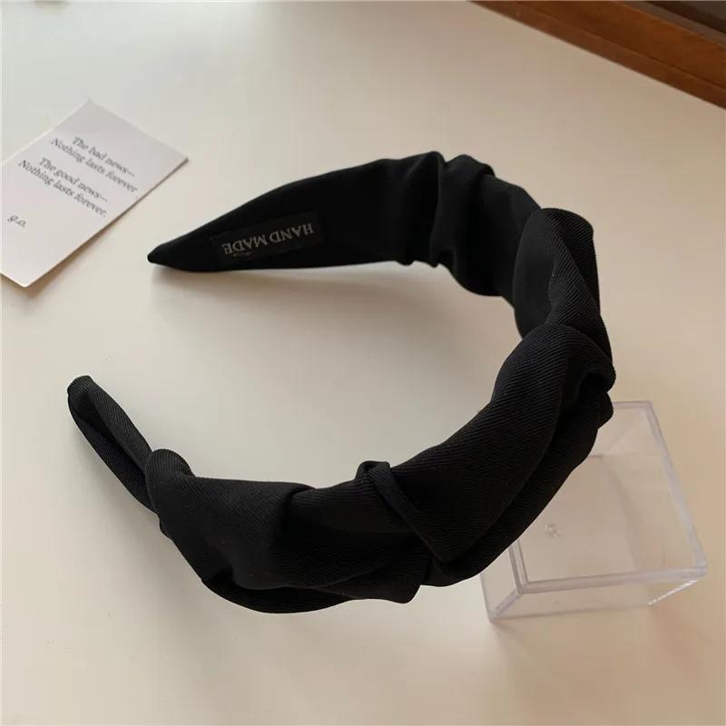 Korean Hair Accessories Solid Color Fabric Hoop Wide Bezel Makeup Hairbands For Ladies Headwear