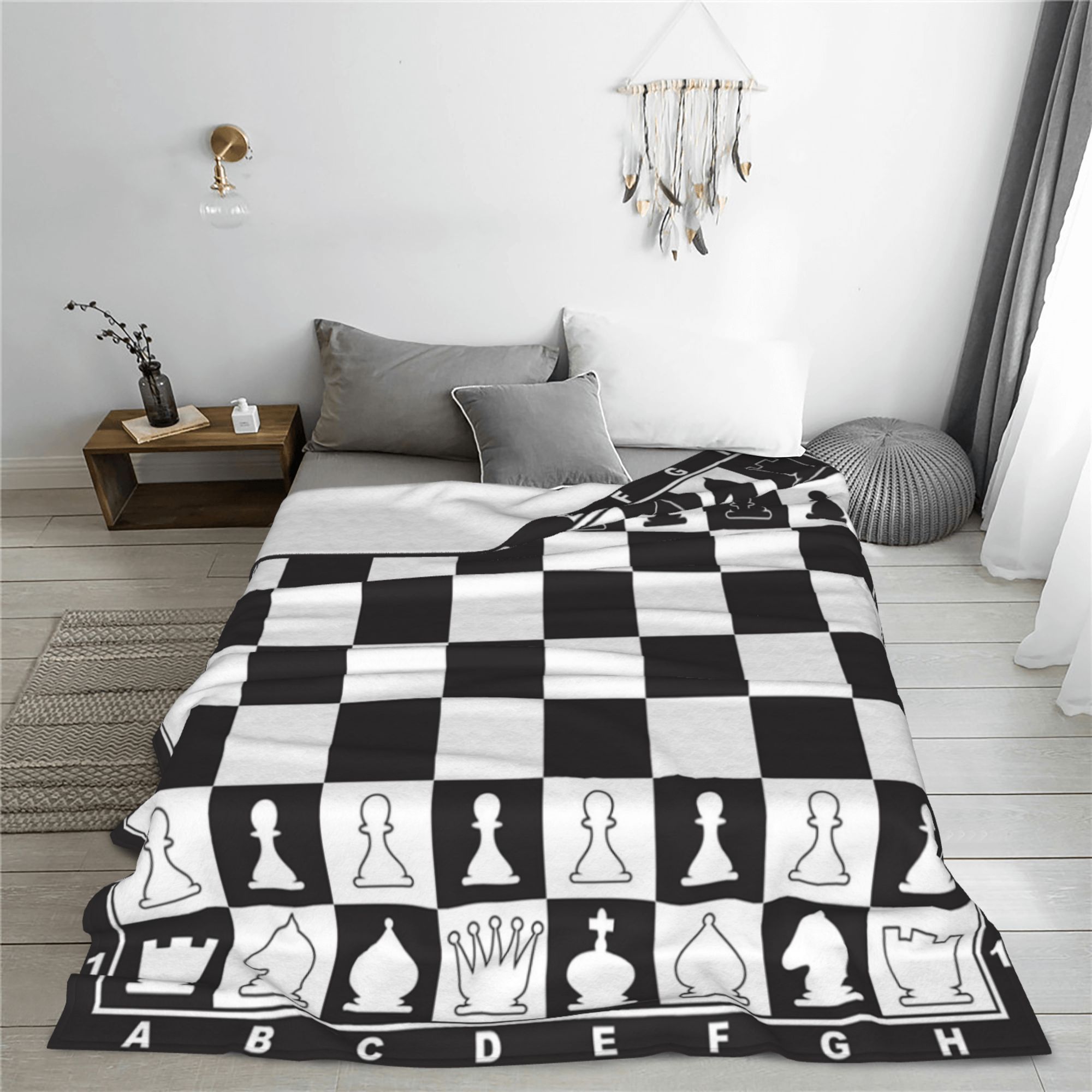 

Chessboard Pattern Fleece Throw: Soft And Comfortable, Perfect For Any Season - A Gift For Chess Lovers And Friends