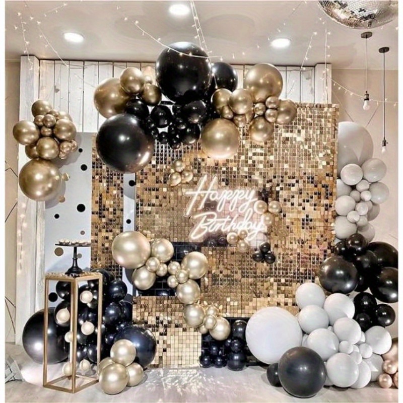 Black Golden Balloon Arch Kit Versatile Latex Balloons - Temu