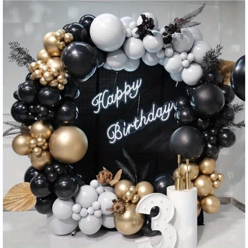 Black Golden Balloon Arch Kit Versatile Latex Balloons - Temu