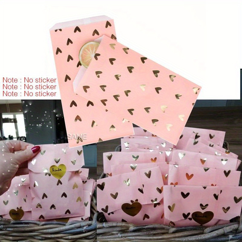 E-shop 25 Stk. Geschenktüten aus Kraftpapier mit Goldfolien-Druck, bedruckte Papier-Mitgebseltüten für Geburtstagsfeier, Hochzeit, Jubiläum,