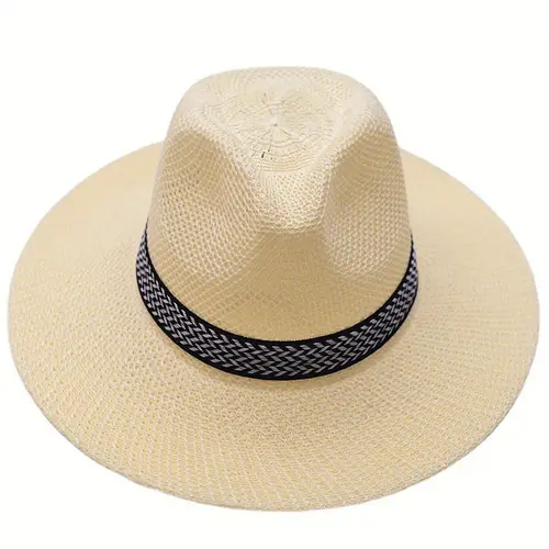 stylish mens summer sun hat breathable straw wide brim for uv protection vacation outdoor activities