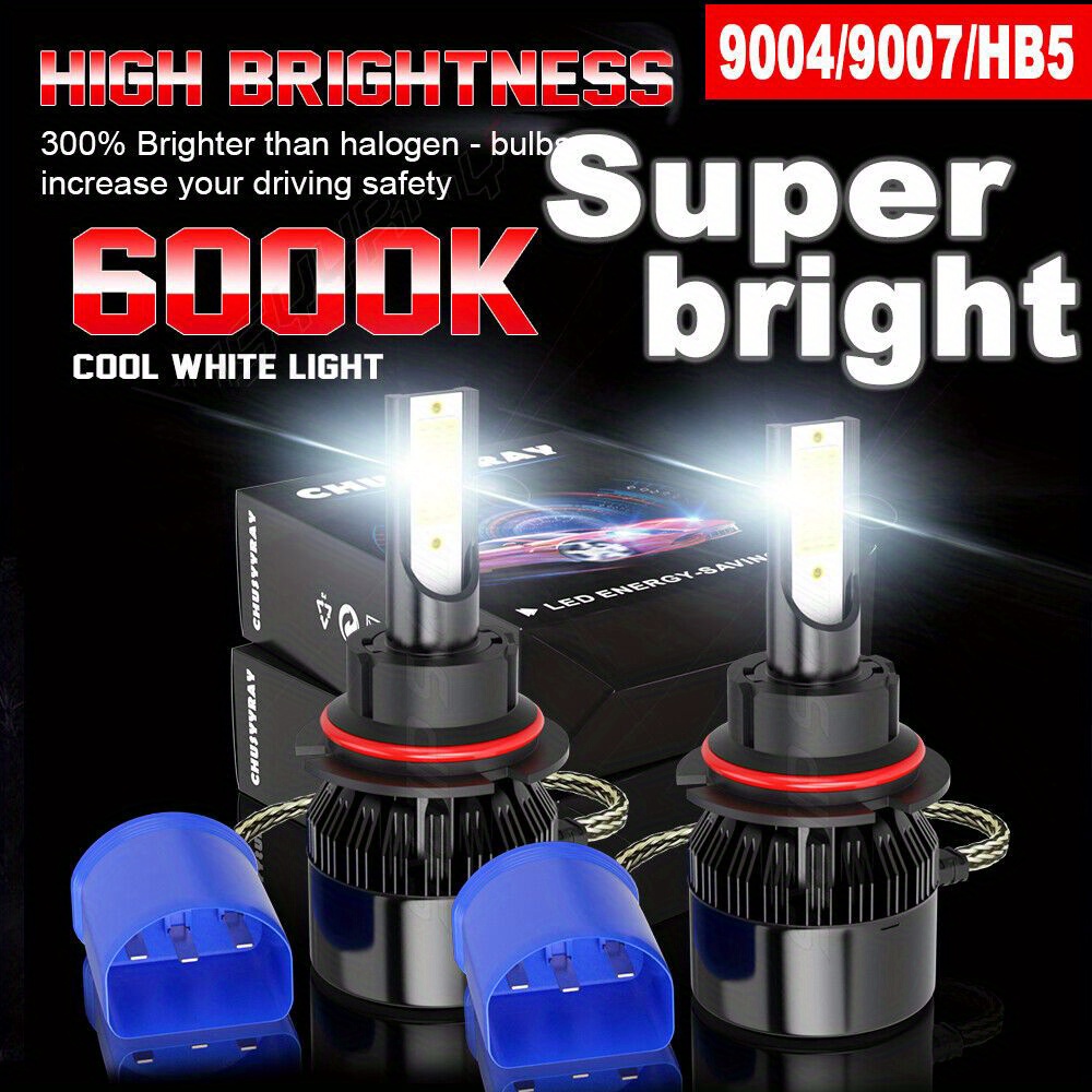 

9007/ Hb5 White Led Headlight Kit 6000k Hi/ Lo Cob Bulb For Ford Ranger 1990 - 2011