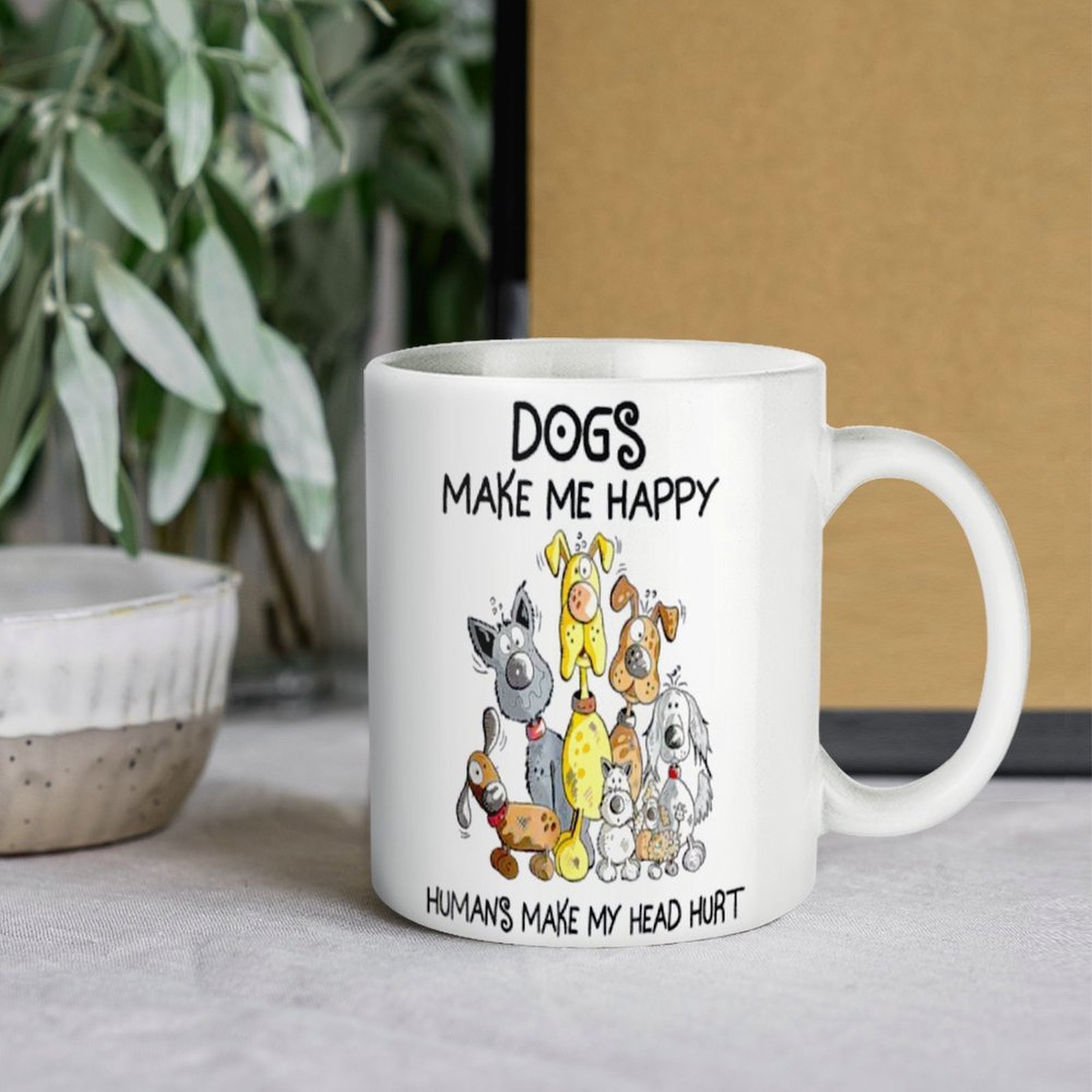 

Dogs Make Me Happy Print Ceramic Coffee Mug, Hand-wash Only Coffee Cup, Multipurpose For Hot And Cold Drinks, Ideal For Office, Home, Party Gift, For Family, Friends, Couples