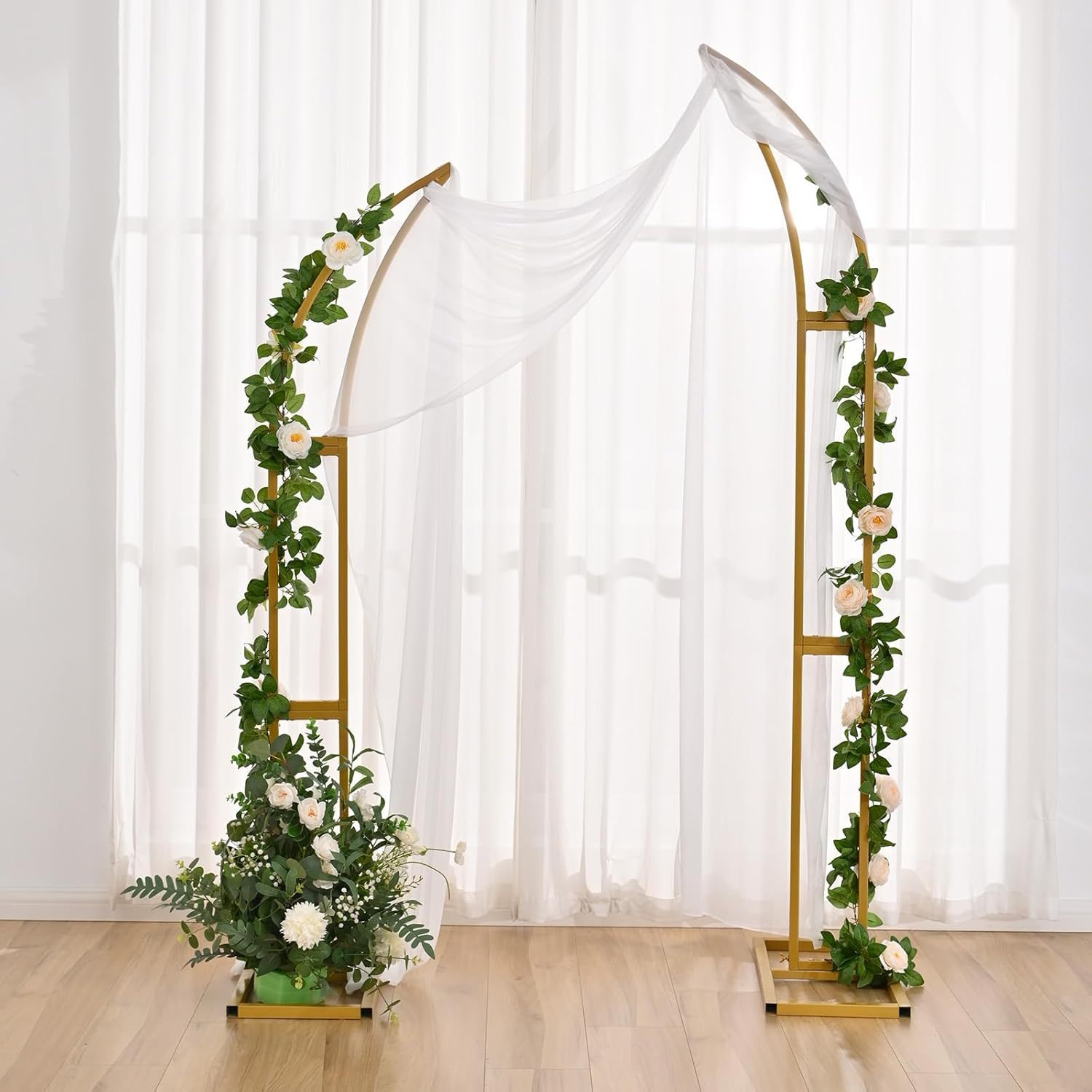 

2pcs Curved Wedding Arch Backdrop Stand, Balloon Arch For Ceremony Birthday Party Bride Shower, Metal Half Moon Wedding Arch (5.9ft, 6.9ft) Christmas Gift