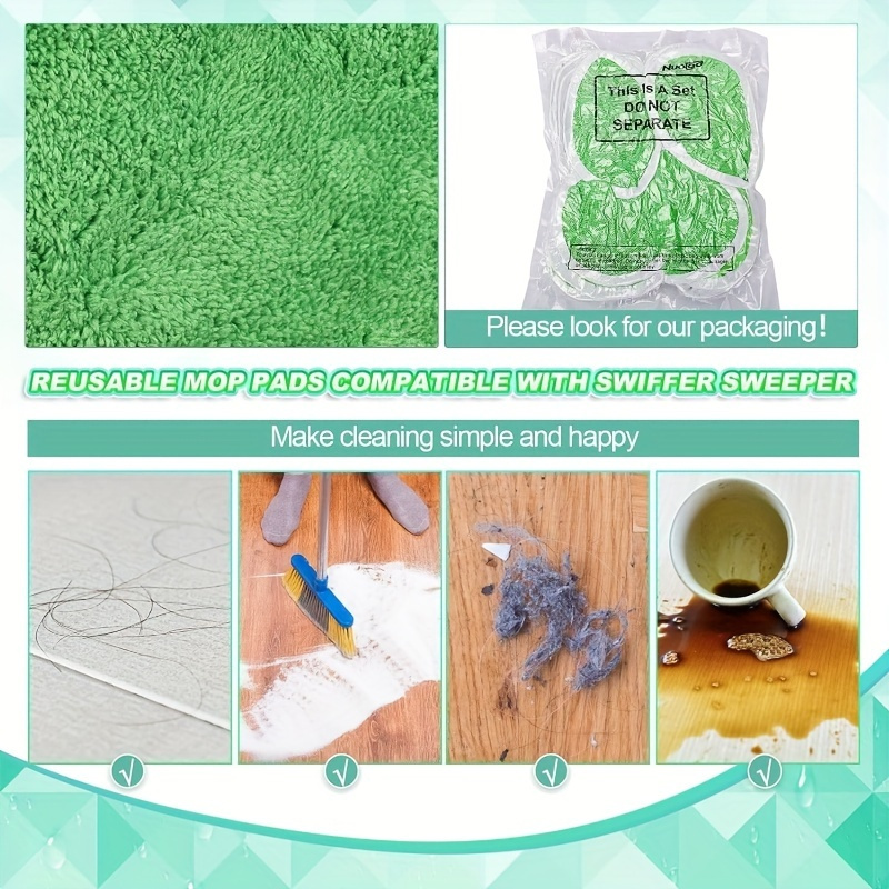 reusable mop replacement pads 2 4 8pcs ultra absorbent easy clean for wet dry floors essential cleaning tool details 4