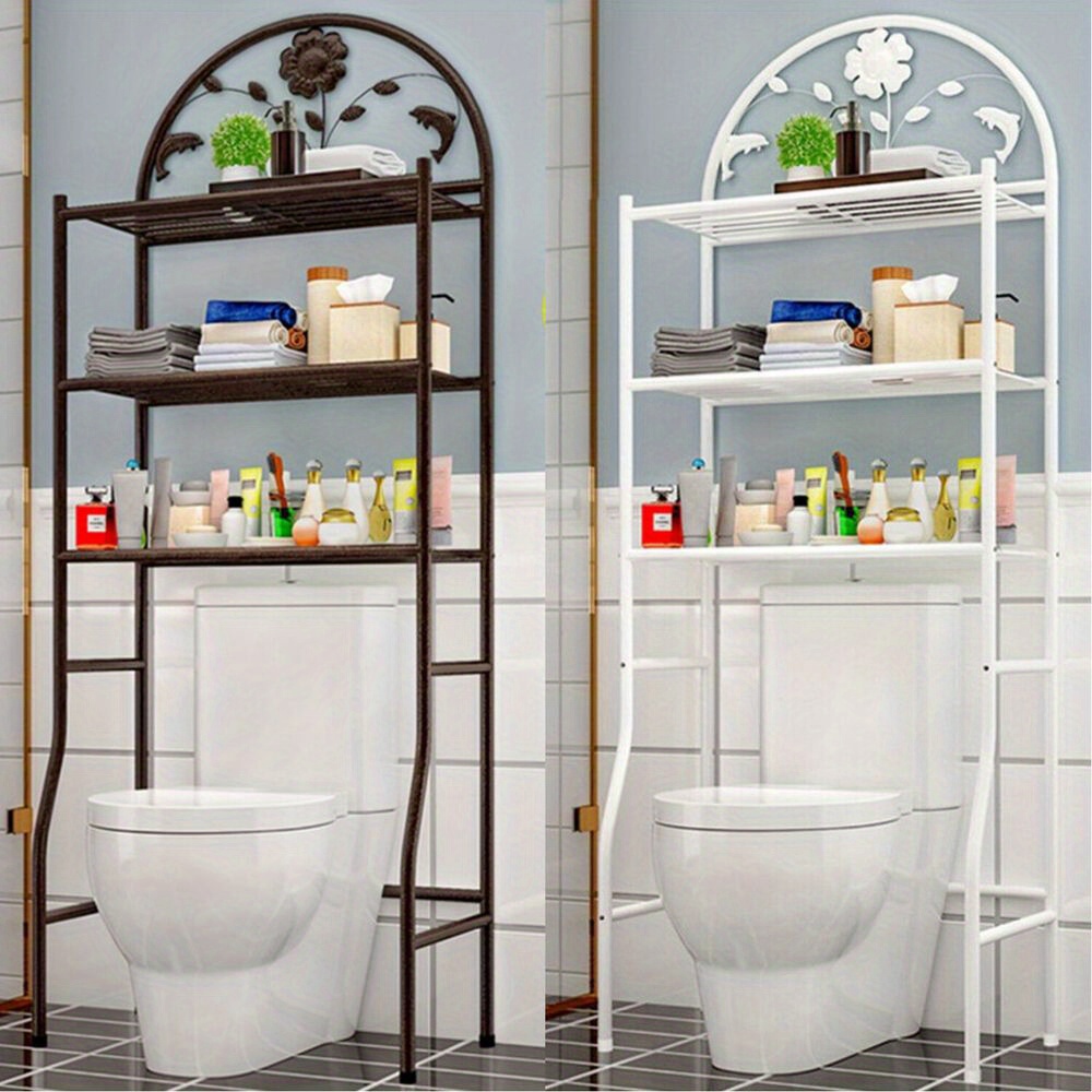 

Black/ White 3-tier Bathroom Storage Rack Over The Toilet Metal Standing Shelves