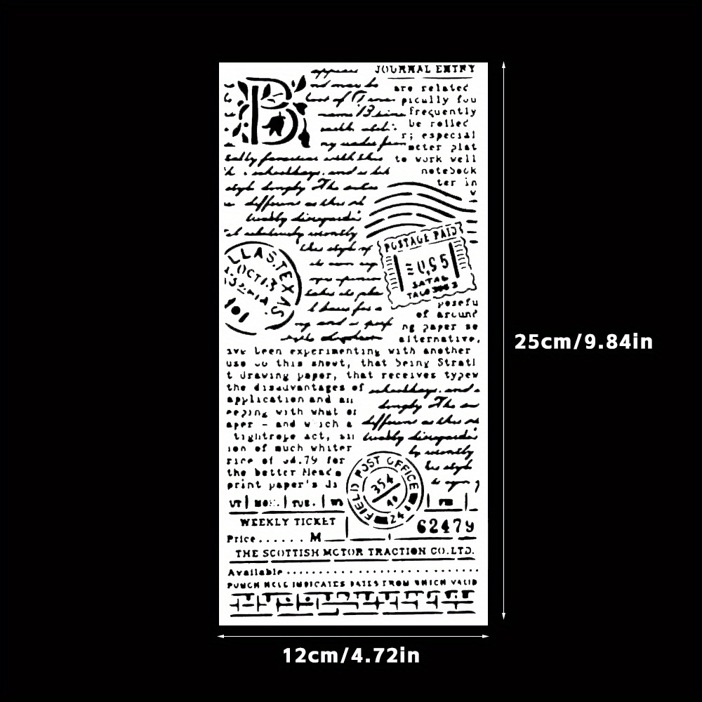 1pc 9.84 X 4.72 Inch Vintage English Sentence Stencils Reusable Extra Large For Diary Decoration Greeting Card Making Ledger Material