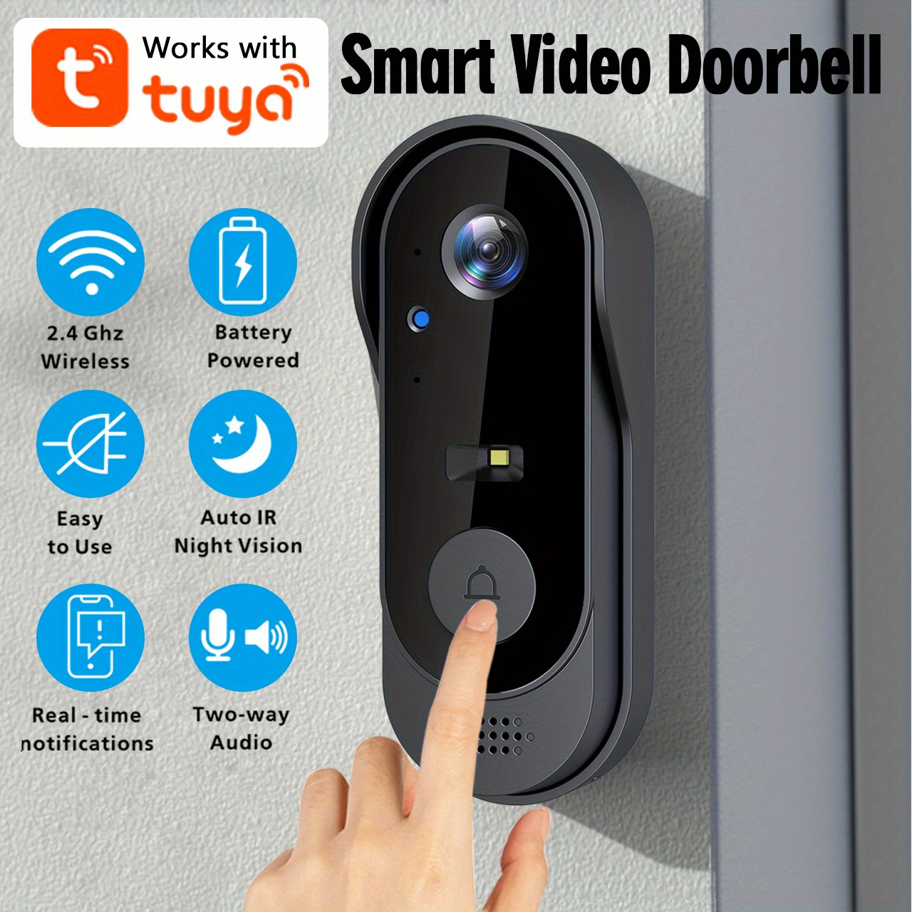 

Doorbell, Doorbell Camera Wireless With Chime, Home Security Camera For Indoor/ Outdoor, Rechargeable Battery, 2.4g Wifi, , 2-way Audio, Real-time Notification, Voice Change, & Sd Card Storage