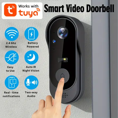 smart video doorbell doorbell camera wireless with chime camera for indoor outdoor rechargeable battery 2 4g wifi night 2 way audio real time notification voice sd card storage