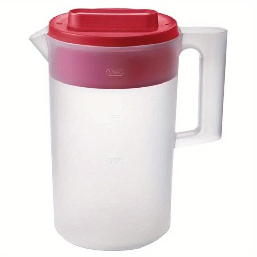 

Clear And Red 1-gallon Plastic Pitcher – High-quality And Practical Water Jug For Parties And Events