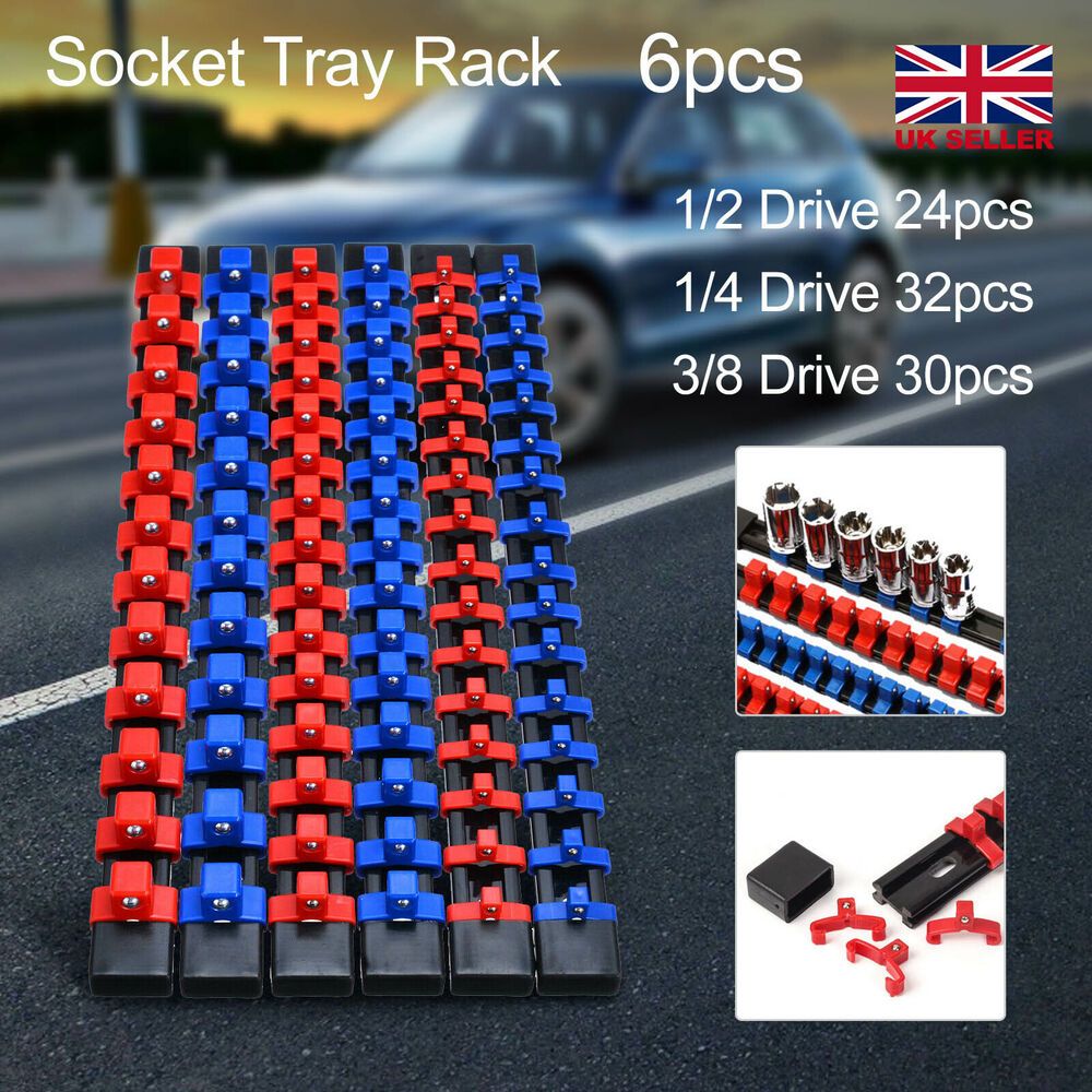 TEMU 6pcs Socket Holders Organizers Socket Rail Clips Rack Holder Insocket Rails 1/ 4-inch 3/ 8-inch 1/ 2-inch Socket Organizer