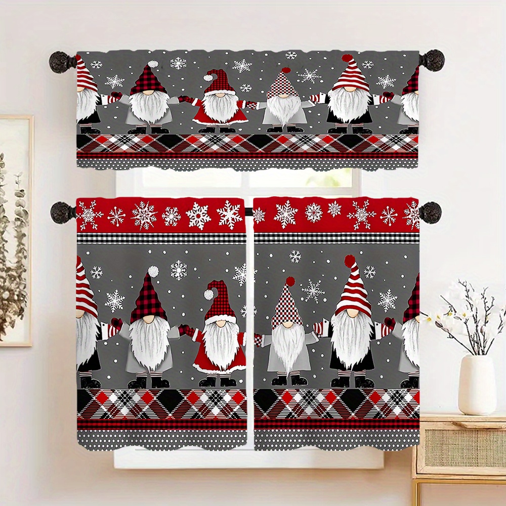 

1pc/2pcs Christmas Curtains - Rod Polyester Drapes For , , & Decor